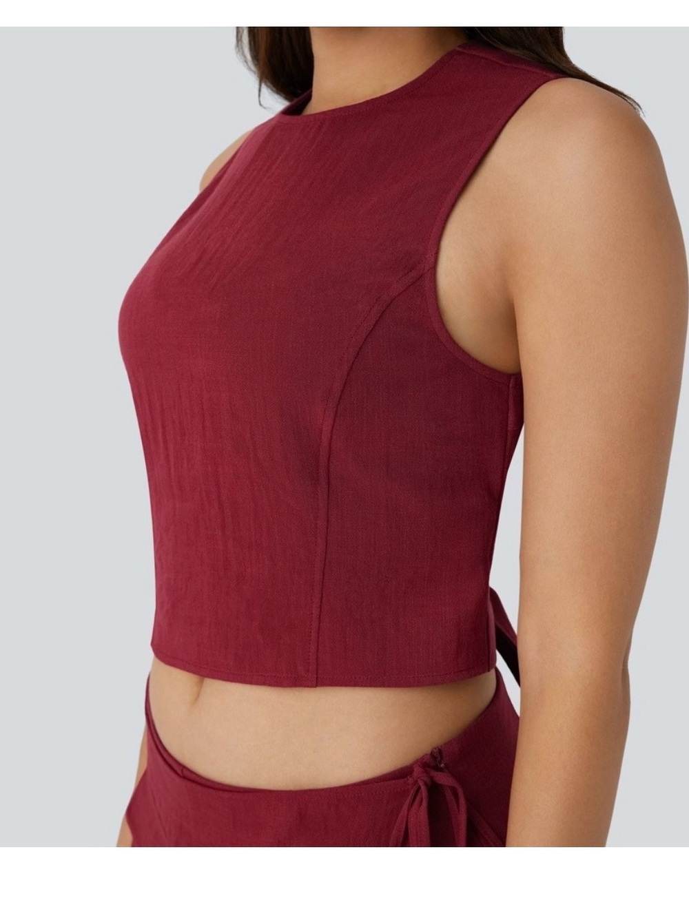 NWT Halara burgundy crop top open back